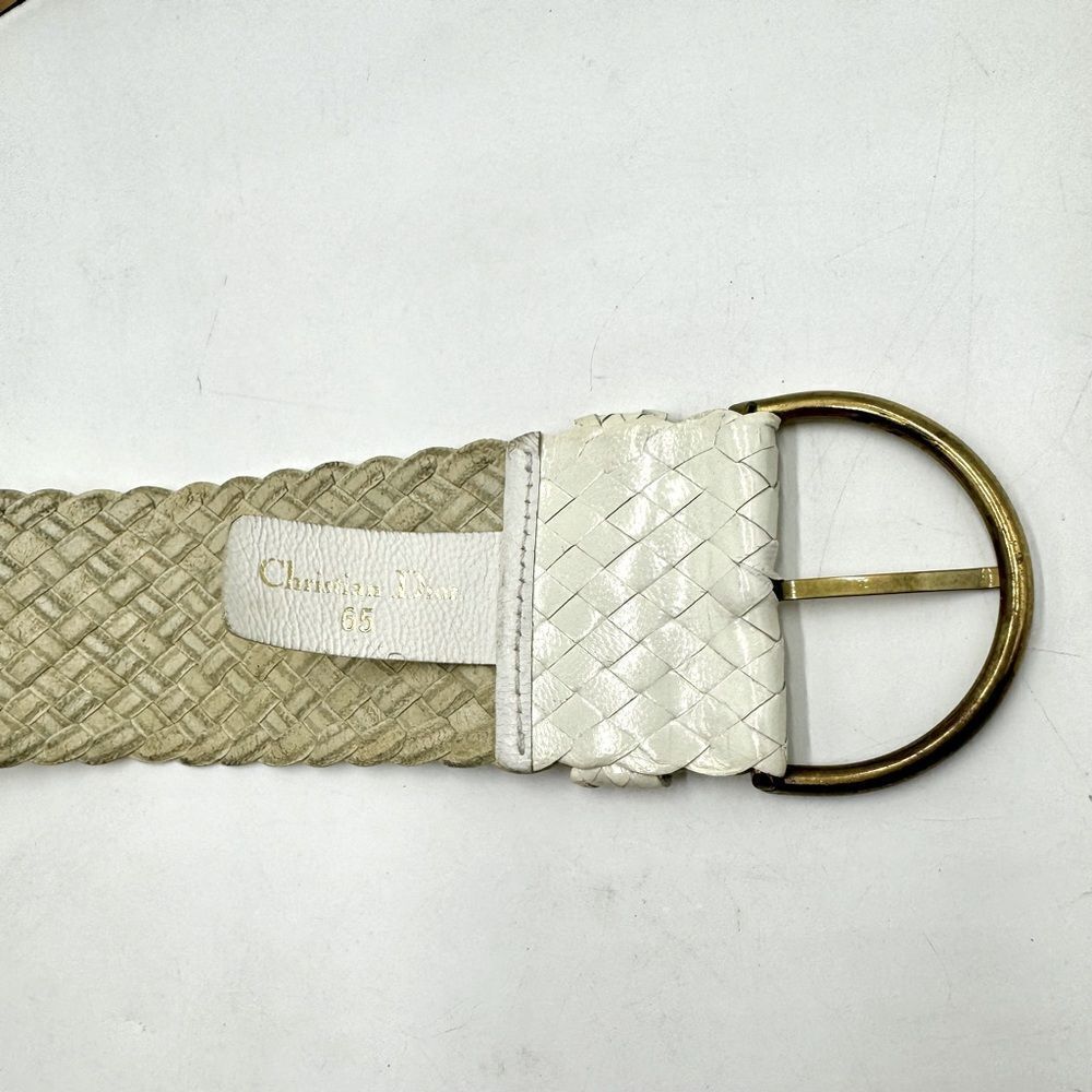 Auth Vtg Christian Dior White Woven Leather Women’s Belt Size US XS Preloved - Picture 5 of 8